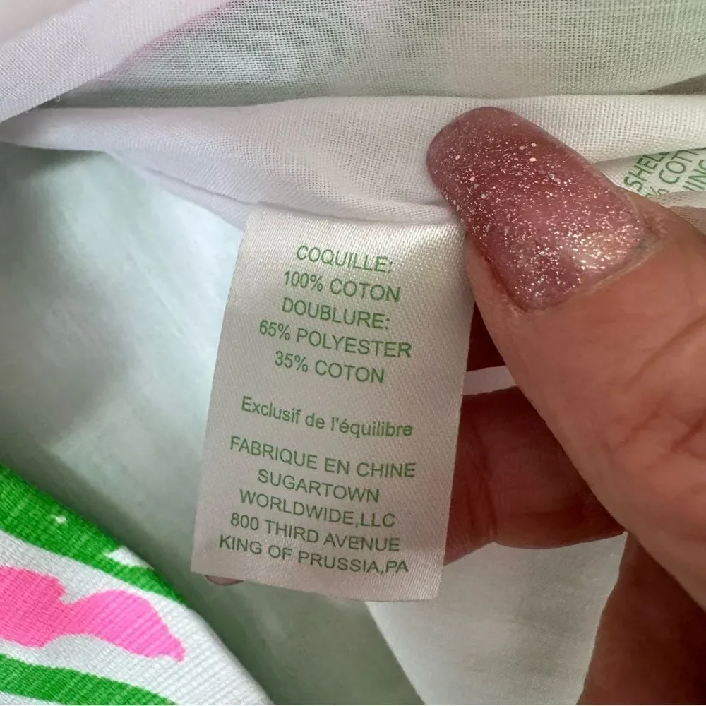 NEW Lilly Pulitzer Mila Pineapple Print Green Pink 100% Cotton Shift Dress 8